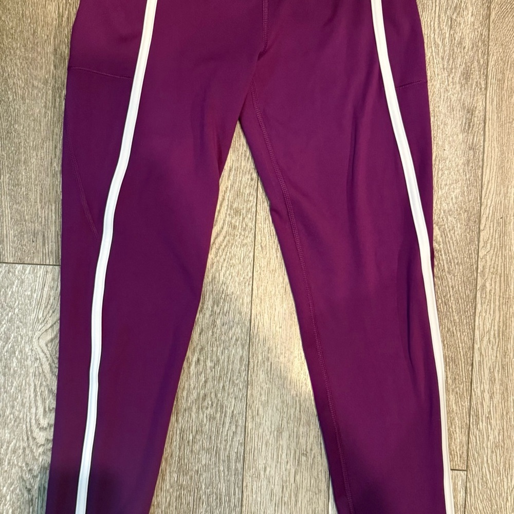 DSG Kids' Purple Leggings with White Stripes